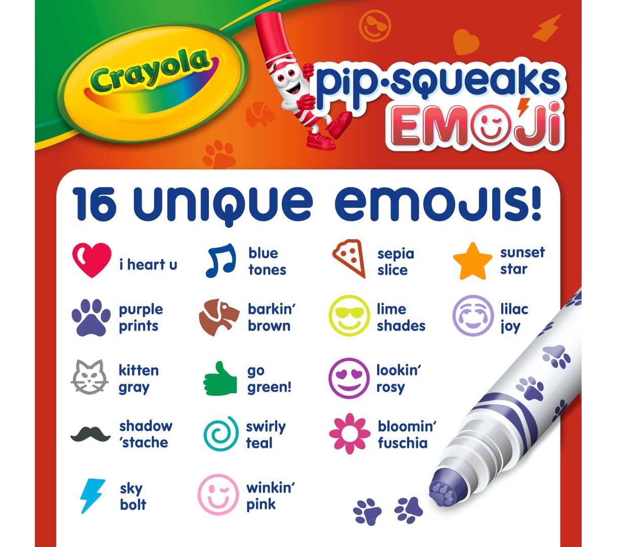 Crayola Pip Squeaks Emoji Stamp16Pcs Markers - Image 5